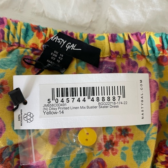 Nasty Gal skater ditsy floral strapless linen cotton mini dress - Picture 8 of 12